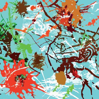 A painting with many different colors and designs