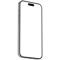 Isolated mockup template for of white titanium smartphone. Isometric style view, and without background png