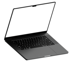 Mockup template for black laptop. Isometric style view, isolated. Without background png