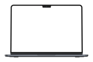 Gray laptop mockup template without background. Front view. png