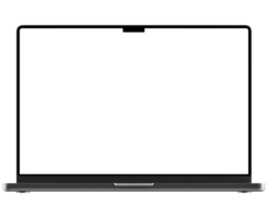 Mockup template for black laptop. Front view. Without background png