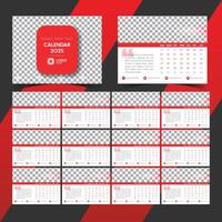 Simple red themed desk calendar template for new year 2025 vector
