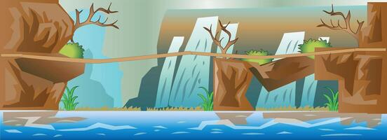 Waterfall Bridge Game Background vector