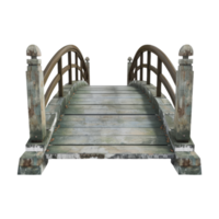 Wooden Old Rustic Tied Arch Bridge With Railings on Isolated Background png