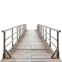 Front View of Wooden Floating Bridge With Railings on Isolated Background png
