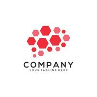 Abstract brain with polygon logo design vector
