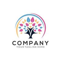 Abstract tree with family logo design vector