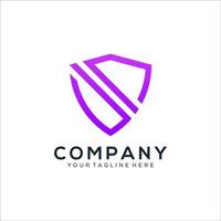 Abstract lineart shield logo design vector