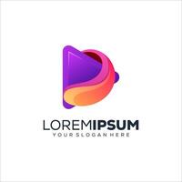 Abstract colorful media play logo design vector