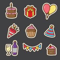 sets birthday party good for sticker, pin, pattern t shirt and design vector