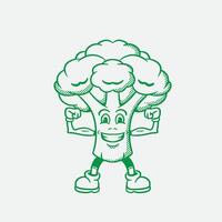 mascot broccoli with retro style good for brand design vector