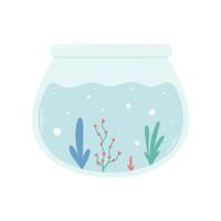illustration of a round aquarium. Aquarium in flat style isolated on white background. vector