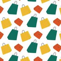 Seamless pattern with paper bags. Pattern with gift wrapping, shopping. illustration. Flat style. vector
