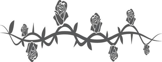Gothic Barbed Wire Border with Skulls and Roses vector