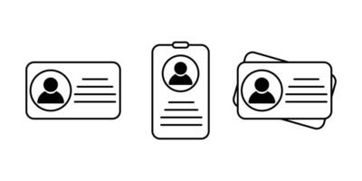 ID Card icon set. Driver's license Identification card icon symbol in flat style. Identity document icons collection. ID card badge outline document. vector