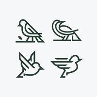 set of abstract bird logo icon vector