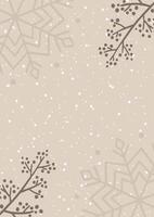 Minimal Christmas background with berries and snowflakes vector