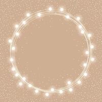 Christmas background with circular border of glowing lights vector