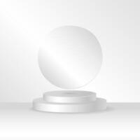 Minimalist neutral 3D scene circular podium and round plate basic white gray color ideal for product display, mockups, showcasing, product presentation, cosmetic advertising. illustration vector