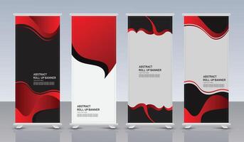 Abstract roll up banner set with wavy shapes vector