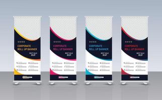 Modern creative roll up banner template design with abstract shapes vector
