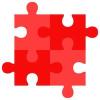 Red puzzle pieces icon isolated on white background. vector