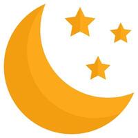 Moon and star flat icon isolated on white background. vector