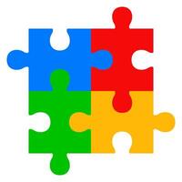 Puzzle pieces flat icon isolated on white background. vector