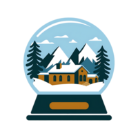 A snow globe with a house in the middle png