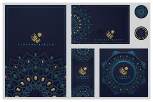 Six Sets Of Ramadan Kareem Greeting Card morocco Pattern Background Design vector