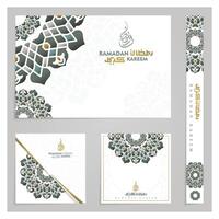 Four Sets Of Ramadan Kareem Greeting Card background vector