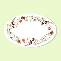 Floral oval frame. Beautiful flowers with leaves. A wreath of spring flowers with a place for text. vector