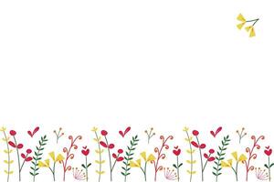Floral background decorated with nice colorful blooming flowers border. Spring botanical illustration on a white background vector