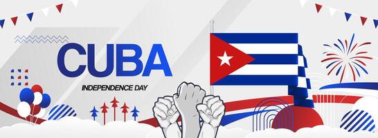Happy Cuba Independence Day with creative abstract art vector