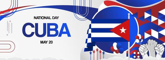Interesting geometric banner for national day or Cuban independence day vector