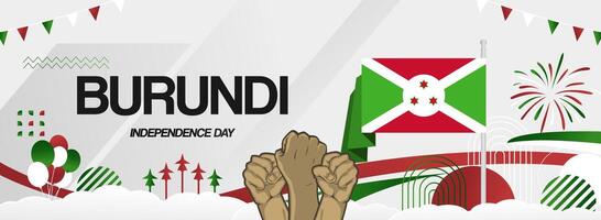 Happy Burundi national or independence day in wide size vector