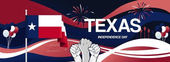 Creative greeting card for Texas independence. Abstract art for Texas day in flag colors vector
