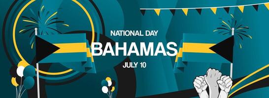 Happy Bahamas national day in July. Modern greeting card that can be used as poster, presentation, and web header vector