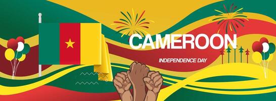 Cameroon national day or independence modern abstract template vector