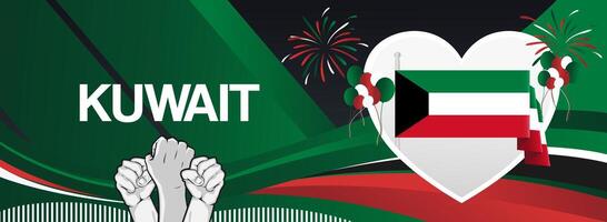 Business background for Kuwait national day with love symbol and country flag. Can also be used as a festive, interesting and attractive greeting card. vector