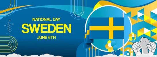 Modern abstract art for Sweden national day. Creative template in geometric concept for various national days in Sweden vector