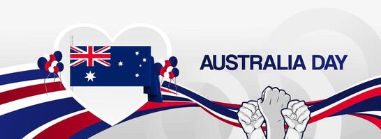 Modern template for Australia Day. Abstract banner for Australia Day greeting card in the colors of the country's flag with a symbol of love. vector