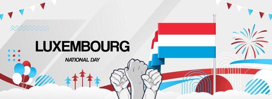 Modern abstract art for Luxembourg independence day or national day. Can also be used for various purposes such as sports event and stage background vector