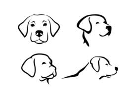 Set of Dog head sketch outline icon background design isolated vector