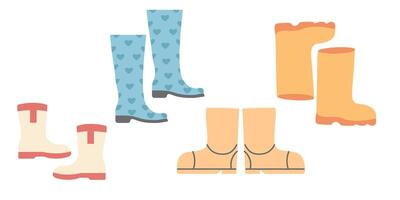 A collection of different rubber boots vector