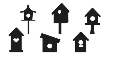 A collection of different bird feeders silhouette vector