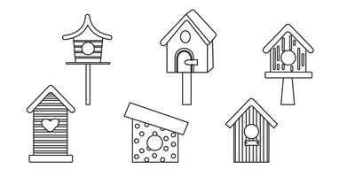A collection of different bird feeders outline vector