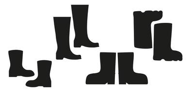A collection of different rubber boots silhouette vector