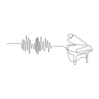 piano.Piano continuous one line drawing , Classical music instruments concept. Trendy single line draw design graphic illustration vector