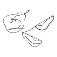 Continuous one line drawing of pear line art drawing vector